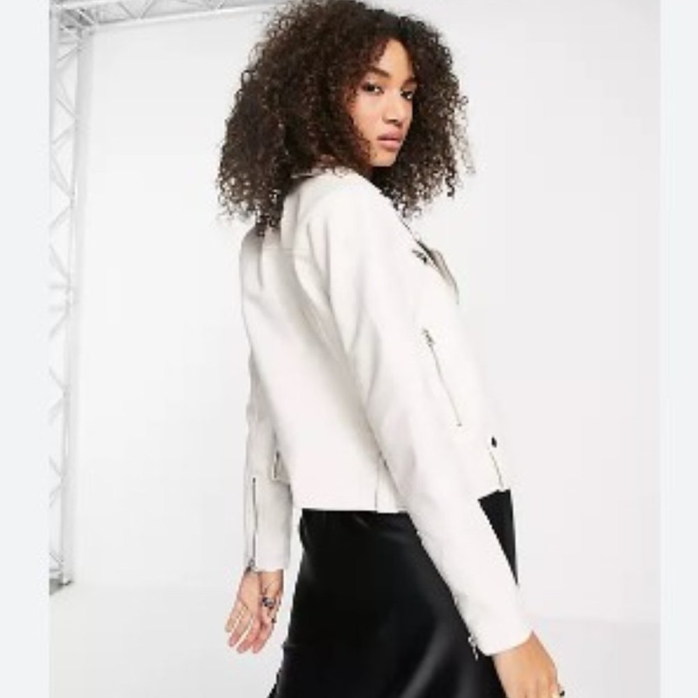 Topshop white biker  jacket NWT